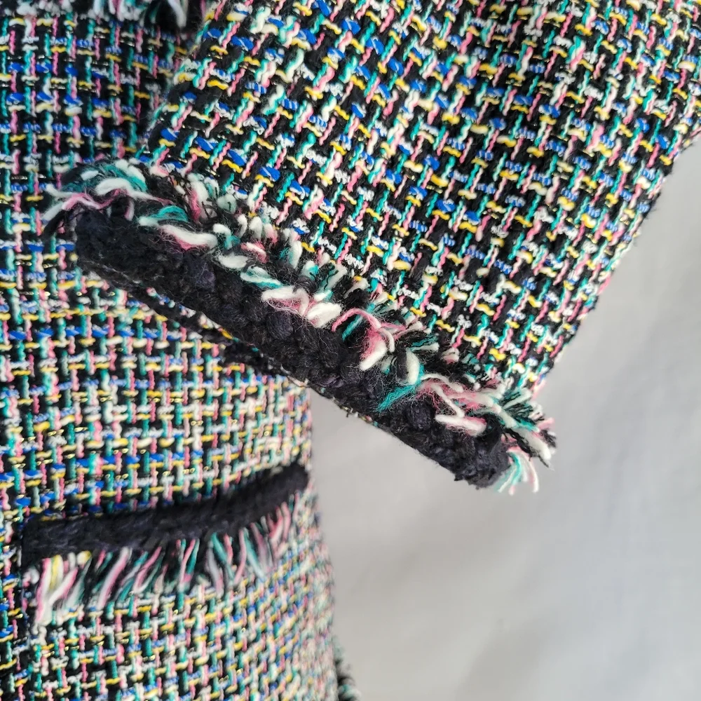 J. Crew Metallic Tweed Lady Jacket Blazer Rainbow Multicolor Black 8 - Picture 11 of 16